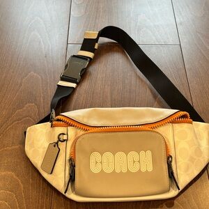 Coach Men's Beige and Orange Crossbody Bag